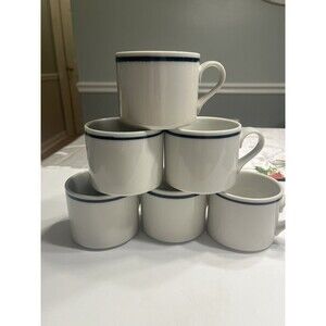 Dansk Bistro Christianshavn Blue Stripe Flat Coffee Mug Cup Set of 6 Japan